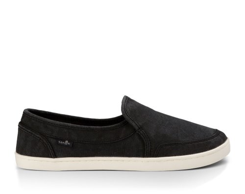 Sanuk Womens Pair O Dice Black Slip-on Sneakers | WKFGUB092